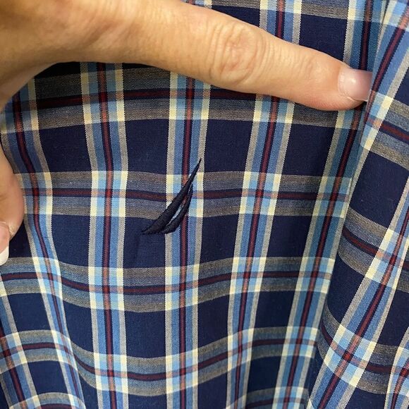 Nautica Blue Gingham Button Down Shirt - Picture 3 of 7